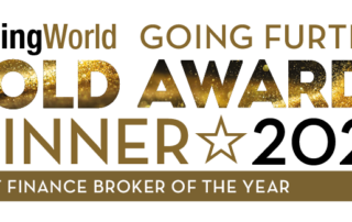 Duplicate of the gold and black award graphic that states 'World Going Further GOLD AWARDS WINNER – Asset Finance Broker of the Year'.