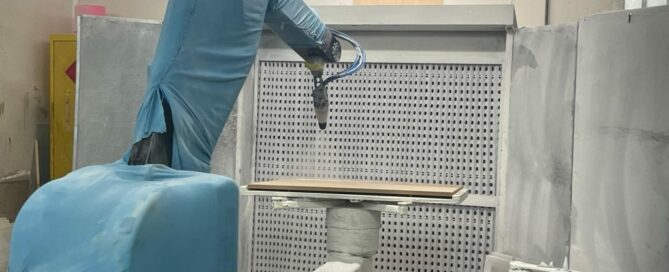 A image of a robotic spayer cover in a light blue cloth