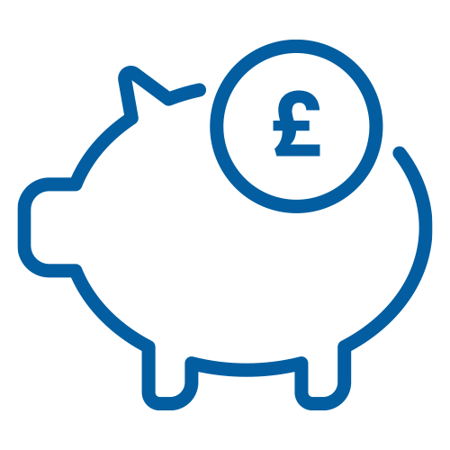 A digital image of a piggy ban with a coin dorpping into it