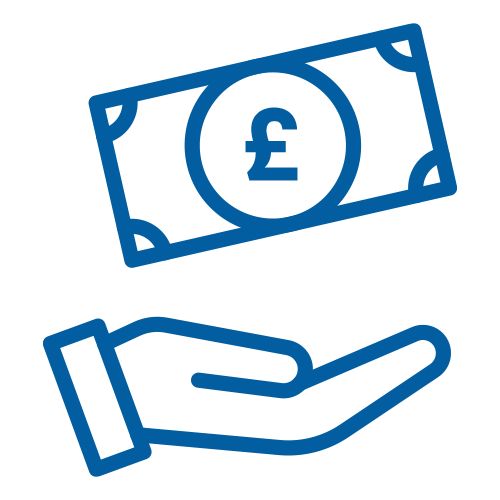 A digital image of an outreached hand collecting a bank note