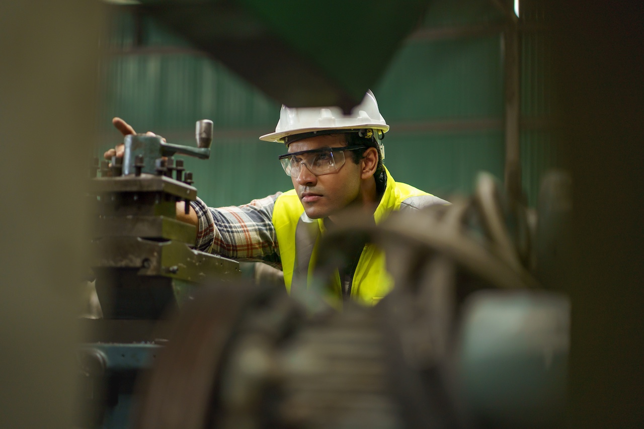 Engineer worker wearing safety equipment in live environment