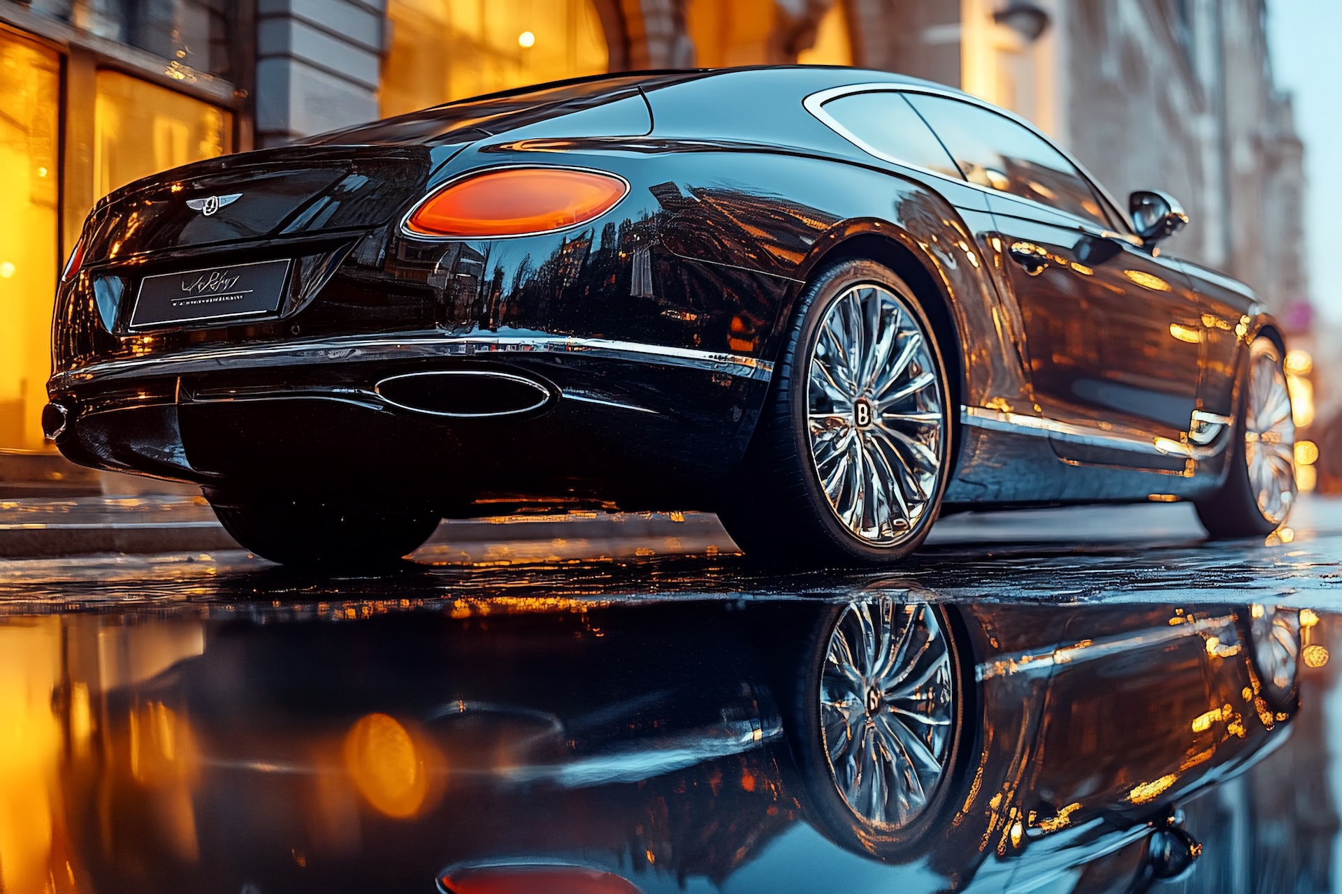 A luxury car parked in an upscale area, symbolizing prestige vehicle finance or leasing options.